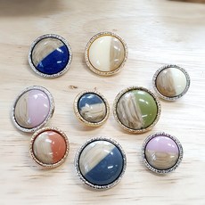 내츄럴 우드 단추 모음, 1-블루, 금도금