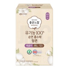 (좋은느낌) 유기농100% 순면 흡수체 탐폰 레귤러 12개입 1팩, 1개, 슈퍼