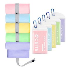 CSITE 극세사 체육관 타월 5팩 - 빠른 건조 및 높은 흡수성 냄새 없음 부드럽고 컴팩트한 스웨트 타월 운동 요가 달리기 테니스 캠핑 남성 및 여성용, 블루/퍼플/그린/옐로우/핑크