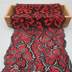 와이드 탄성 레이스 리본 자수 나이지리아 아프리카 패브릭 바느질 웨딩용 흰색 트리밍 야드, 2. red, 1개