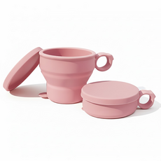 더하리 국산 실리콘 접이식 컵 캠핑 등산 머그컵(뚜껑포함), 2개, 핑크