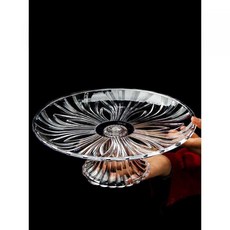 접시 아크릴 투명 트레이 업소용 주방용 플라스틱 케이크 과일 안주 인테리어, 받침이있는25CM골드크라운휴대용트레이 × 1개