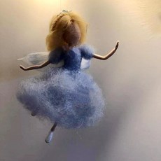 臺灣*出貨 羊毛氈戳戳樂手工diy材料包小人玩偶仙女刺繡車掛打發時間材料包, 1個, 精靈-N