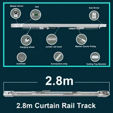 LifeLibero Tuya 스마트 커튼 Dt82tv 모터 홈 맞춤형 Ziptrack 철도 용 전기 트랙 레일, 01 모터 n 가이더 2.7m-3.2m, 18 2.8m curtain track