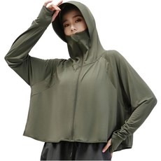 Yidaify 래시가드 여성용 파카 접촉 냉감 UV 차단 수영복 땀 흡수빠른 건조 통기성 손가락 구멍 있음 아우터 체형 커버 샷 길이 여름복 긴소매 후드 포함 자외선 대비 일광욕