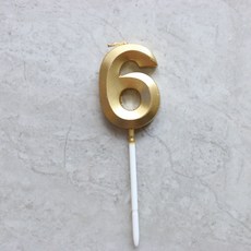 빅사이즈 생일초 케이크픽 특이한 메탈릭 골드 숫자초, 1개, 15g, 6