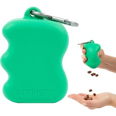 노력 없이 짜낼 수 있는 스프링거 개 간식 파우치 - 반려동물 훈련을 위한 간편 충전식 식품 등급 실리콘 카라비너-그린 포함, 1개