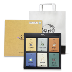 [본사직영] 다예 100%국산 꽃잎차 6종 티백 선물 세트+쇼핑백 (30티백) 국화꽃차+감잎차+헛개나무열매차+녹차세작+민들레차+뽕잎차, 1세트