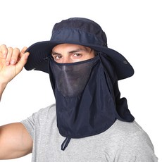 여름 낚시 모자 햇빛 가리개 낚시 썬캡 벙거지 모자 양봉 농사 캠핑 야외 2개입 1세트, 네이비