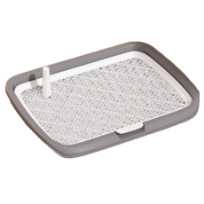 寵物便盆 狗廁所 拆分式可拆洗 附導尿立柱 菱形網格設計 適用尿墊 狗狗尿盆 銀河灰 M號 (54x42x4.5cm), 1個, 銀河灰M(54*42*4.5cm)