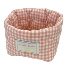 5종 체크 패브릭 수납 바구니, 01. 핑크(T10031), 1세트