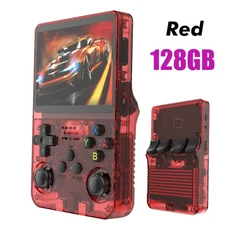 신형 R36S 레트로 휴대용 게임기 3.5인치 IPS 화면 저장: 64GB / 128GB 아르코스 시스템 다국어 지원, 08 Red 128G
