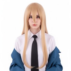 [파티팡] 체인소맨풍 파워 스타일 코스프레 가발 애니풍 캐릭터 파티용 헤어, 1개