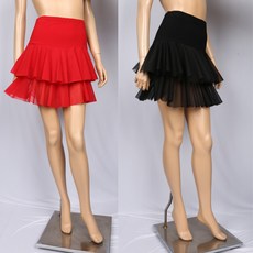 노브패리스 YNH3050 망사 이단 계단 스커트 66에서77사이즈 살사 스윙 줌바 밸리 재즈 차밍 라틴 스포츠댄스복, 블랙