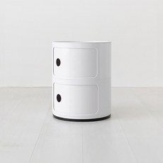 마켓비 빙그리 원형 슬라이딩 수납장 2단, 화이트(5300.2226)