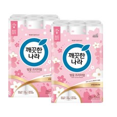 깨끗한나라 벚꽃 프리미엄 3겹 30롤 2팩 60롤 롤화장지, 28m, 30개입, 2세트