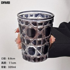 DFMEI 復古輕奢風水晶菱格黑寶石玻璃杯威士忌酒杯家用啤酒杯水杯, 1個