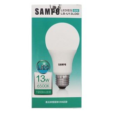 聲寶 SAMPO 13W LED燈泡 LB-U13LDD, 1個, 黃光, 黃光