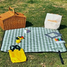 솜솜라이크 푹신한 1인용 돗자리 미니 방수 피크닉 매트, 포레스트그린