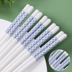 BLOWFISHFUGU 고급 빈티지 도자기 도자기 젓가락 내열 젓가락 세라믹젓가락 24.5CM, 5개, 화이트E