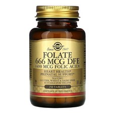 솔가 엽산 400mcg 250정 Solgar Folate 메틸 폴레이트 메타폴린, 1개