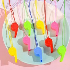 플라스틱 목걸이 호루라기 휘슬 호각 줄 미니 24개 수영장 축구 심판 안전 등산 호르라기 응원 후루라기 끈, 본상품