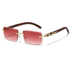 트렌디한 빈티지 소형 금속 선글라스 레트로 UV400 무테 여성 및 남성용 안경, 22 Gradient Red