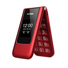 Benten F62 PLUS 4G VOLTE 翻蓋手機, 紅色,手機全配+皮套