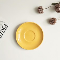 [형제주방] 듀라렉스 강화유리컵 유니베르셀 220ml 카페 아인슈페너 플랫화이트 커피잔 잔받침 유리컵인쇄, 1개, 07. 도자기 컵받침 옐로우