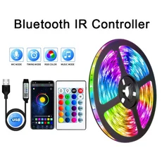 USB 5050 LED 스트립 조명 RGB 블루투스 앱 제어 유연한 다이오드 장식 거실 램프 리본 1-30M, Bluetooth controller, 2m