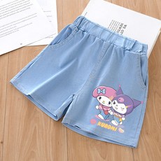 新款上市 女童冰絲牛仔褲 兒童短褲女2025年新款爆款洋氣女童庫洛米夏季薄款男女寶牛仔褲子