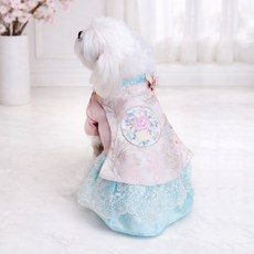 자수 궁궐 강아지한복 고양이, 원피스, 1개
