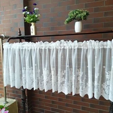 유럽 흰색 레이스 커튼, 05 W150cmXH 60cm 1pc, 01 Rod Pocket, White