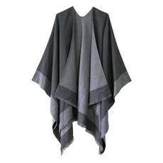 Urban CoCo 여성용 숄 랩 판초 루아나 케이프 카디건 오픈 프론트 코트 가을 겨울 휴가용 블랙 2 142274, #1-그레이