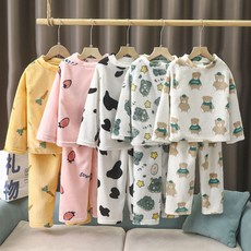 珊瑚絨兒童睡衣 男女童法蘭絨睡衣家居服套裝兒童珊瑚絨睡衣家居服男童女童卡通