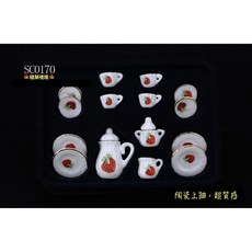 隨草憶境 迷你陶瓷茶具組 可開蓋 陶瓷上釉 微縮食玩模型 娃娃屋配件, 1個, 一組入（全套,★促銷★）