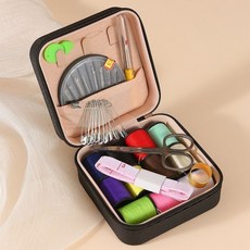針綫套盒 傢用縫補手縫工具 便攜式小型針綫包盒, 1個, 黑色 不含工具-空盒 ,針綫盒 10*10*5cm