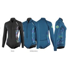 AROPEC 游龍潛水 2mm Neoprene 比基尼防寒衣 長袖短褲 (比基尼高衩款), 黑,M