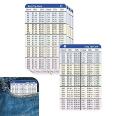 SHIQIKEJIPTY 지갑용 팁 카드 3개 15% 및 20% 포켓 사이즈 계산기 지갑 5.3 x 8.4cm(2.1 3.3인치) 내구성 있는 카드 레스토랑 배달 호텔 웨이트, 3