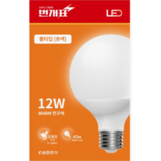 번개표 LED 볼전구 숏넥 12W, 주광색, 2개
