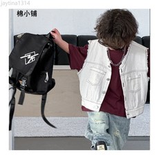 兒童馬甲 韓版寬鬆中小童百搭純色寶寶無袖牛仔