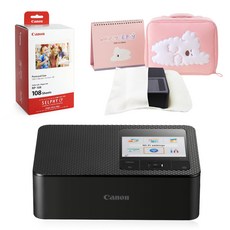 캐논 셀피 CP1500 + 인화지 108매 + 잉크 + 가젠파우치(포켓형) + 한정판패키지, 블랙