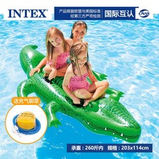 INTEX成人火烈鳥獨角獸造型泳圈浮床組，水上充氣浮排弔床，多功能戲水玩具, 大鱷魚坐騎【收藏送腳泵】, 1個