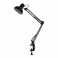 E27 檯燈 360度旋轉夾式/立式兩用工作檯燈, 黑色不含燈泡