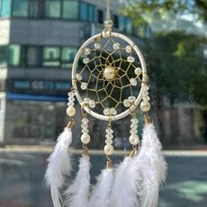 마크라메 화이트 깃털 드림캐쳐
