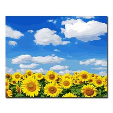 명화그리기 DIY 유화 세트 그림 액자 해바라기 아트홀릭, L105_푸른하늘 해바라기, 1개