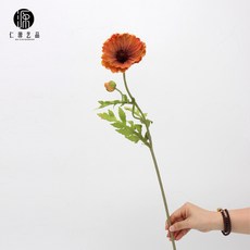 手感保濕PU虞美人小罌花 家居插花裝飾單支假花配材仿真花永生花人造花乾燥花永不凋零拍照道具假花裝飾居家裝飾, 橙色, 1個
