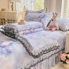 수채화플라워 레이스엣지 아이스실크 여름 차렵이불 세트/