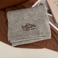 台灣發貨 軟糯ins 韓版百搭素色針織圍巾女 美拉德 秋冬 簡約 刺繡 學生保暖圍巾女 冬季暖冬 圍巾 短版脖圍