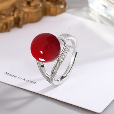 산호반지 프리사이즈 선물 한복 보석 진주 반지